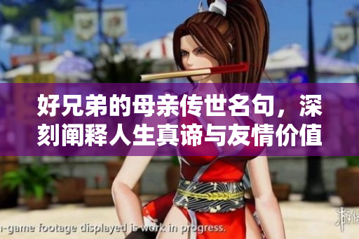 好兄弟的母亲传世名句，深刻阐释人生真谛与友情价值