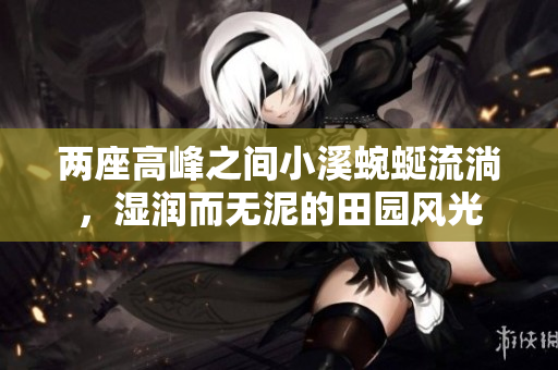 两座高峰之间小溪蜿蜒流淌，湿润而无泥的田园风光