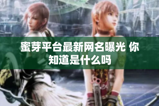 蜜芽平台最新网名曝光 你知道是什么吗
